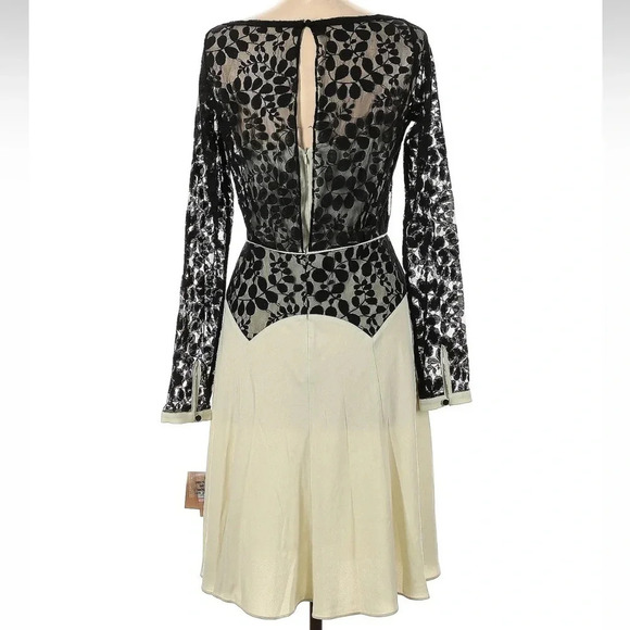 RACHEL Rachel Roy Cream & Black Lace Overlay Cocktail Formal Dress Size 10 NWT - Picture 2 of 2